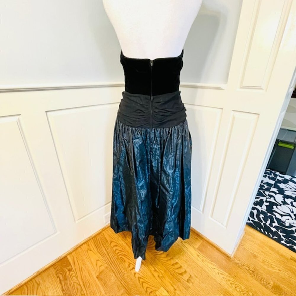 Laura Ashley Vintage Formal Evening Gown Velvet & Taffeta Small/Medium - Picture 6 of 10